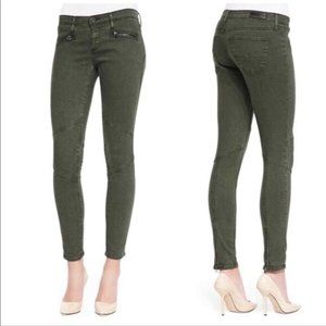 AG Adriano Goldschmied Moto Legging Army Green Zipper Jean 25